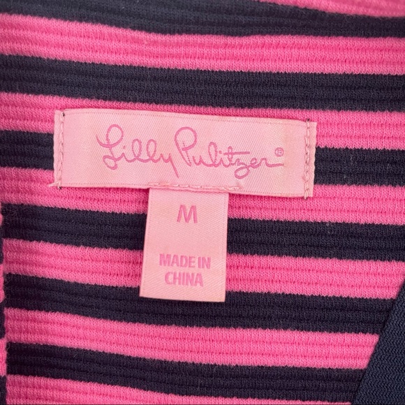 Lilly Pulitzer Brielle Hotty Pink Ottoman Stripe Stretch Fit Flare Dress Size M - Picture 4 of 10